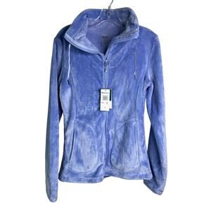 Roxy Tundra Warm Fleece Jacket Womens M Light Blue Zip Up Fuzzy Stand Collar NWT